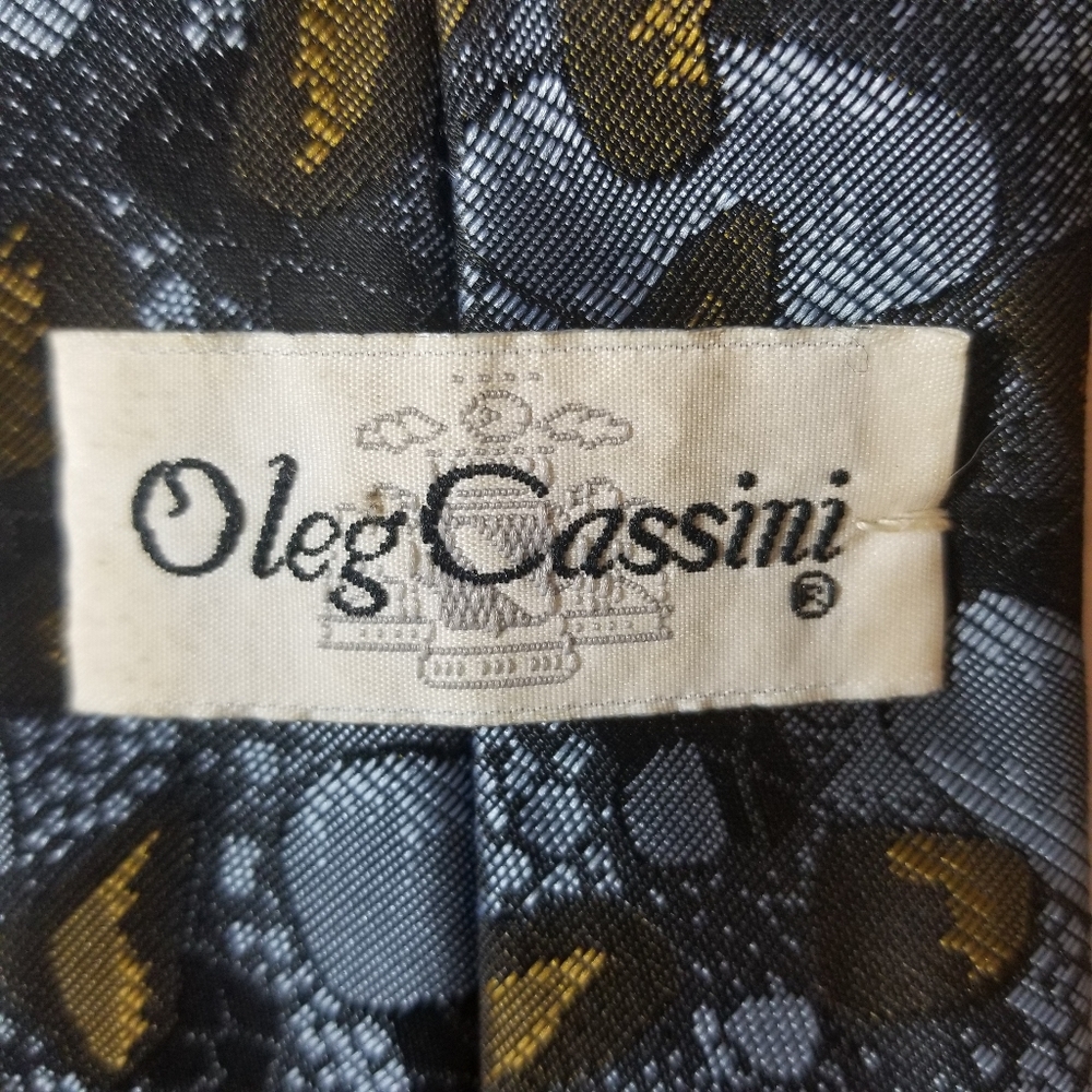 Oleg Cassini Polyester Mens Tie Blue Rust Black - Picture 5 of 6